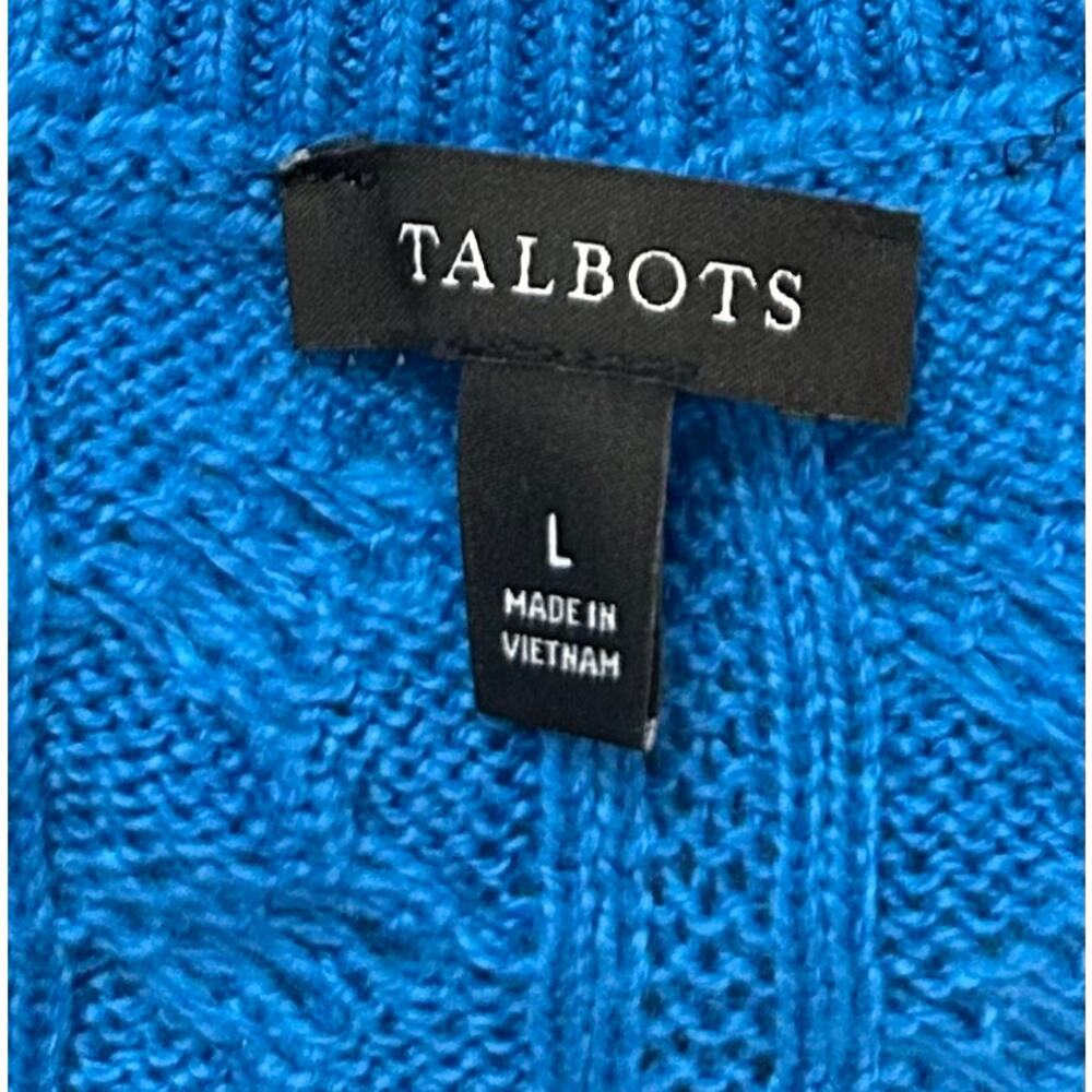 Talbots Soft Cable Knit Crewneck Sweater Blue Size L - Picture 10 of 11